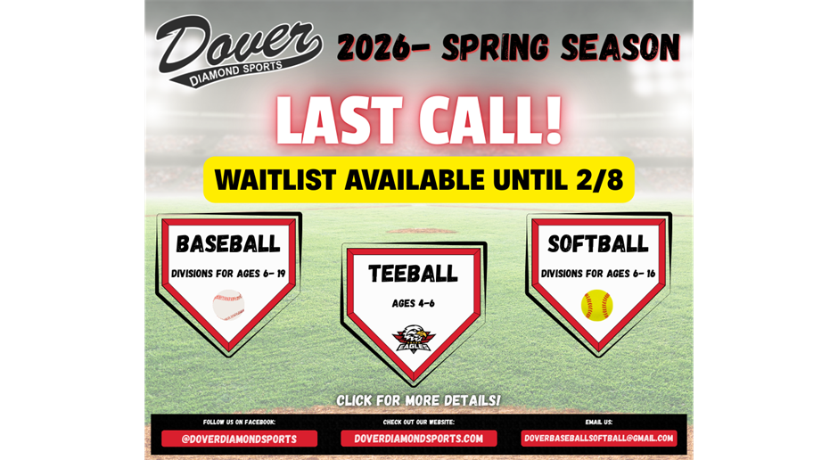 2026 Spring Season- Baseball and Softball Registration